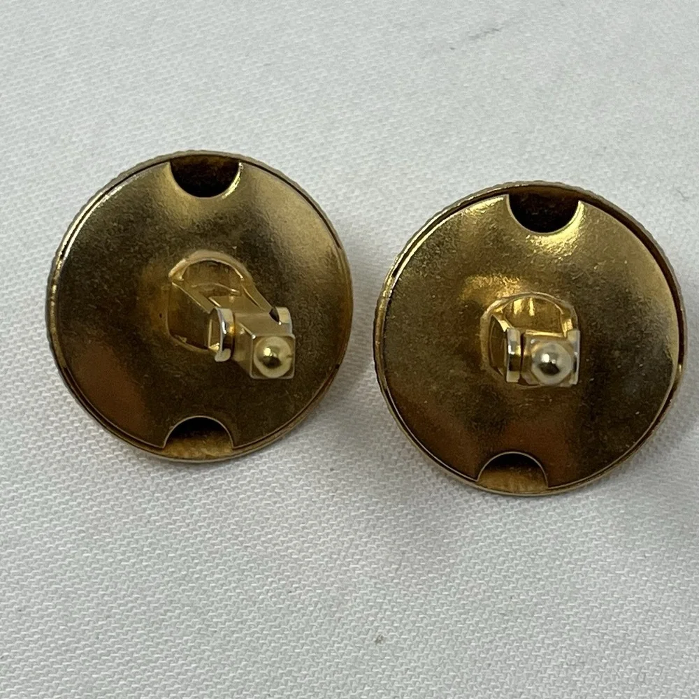 Vintage Gold Tone Star Cufflinks Textured Dome Bullet Back Classic Mens